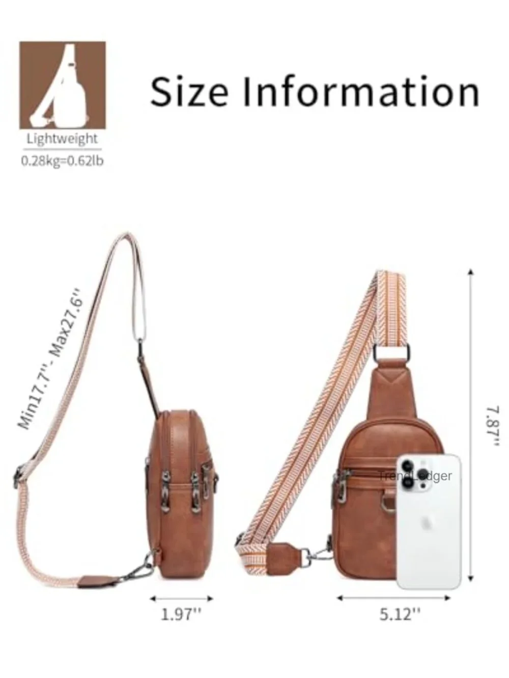 Small Sling Bag Crossbody Fanny Pack Vegan PU Leather Women's Travel Purse